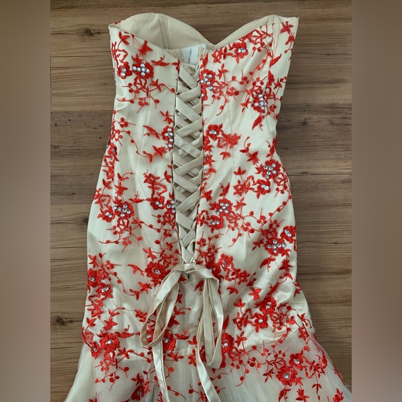 Red and White Lace Mermaid Gown with Train (Prom/Wedding Dress) - Picture 8 of 12